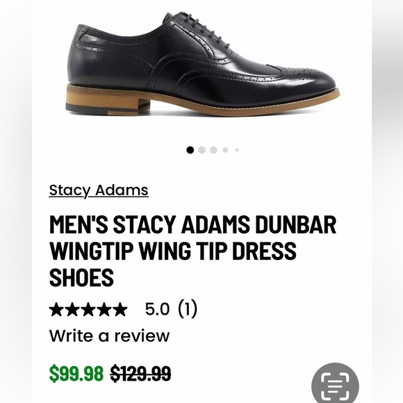 Stacy Adams Dunbar Black Leather Wingtip Oxfords Size 11.5 Men’s Dress Shoes main image 6